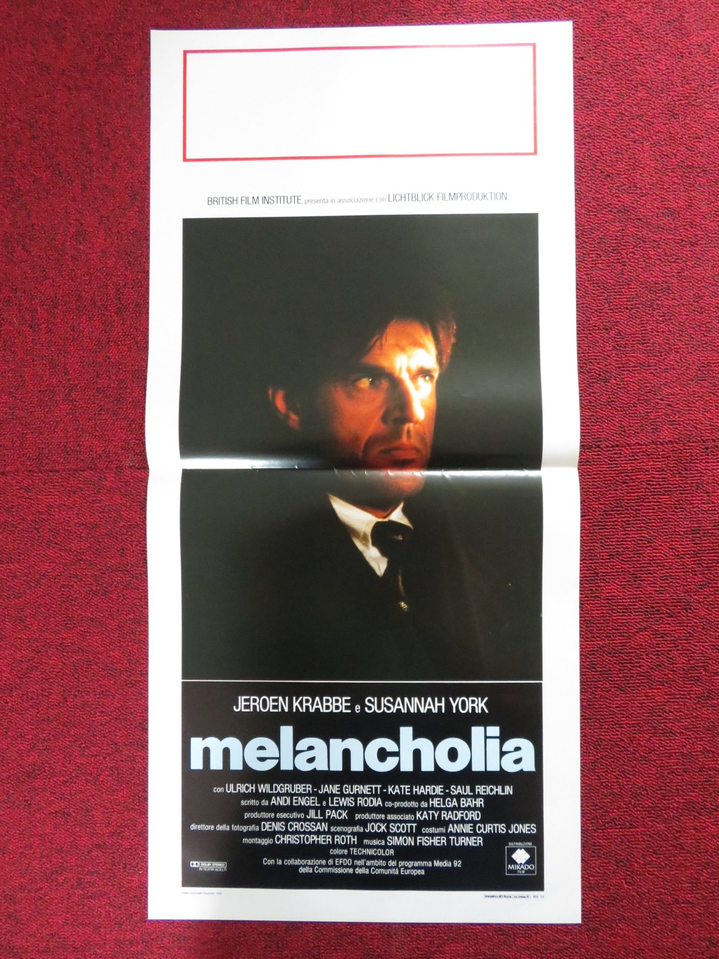 MELANCHOLIA  ITALIAN LOCANDINA POSTER JEROEN KRABBE SUSANNAH YORK 1989