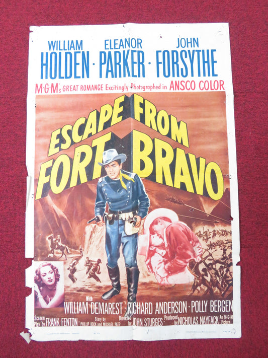 ESCAPE FROM FORT BRAVO FOLDED US ONE SHEET POSTER WILLIAM HOLDEN E. PARKER 1962