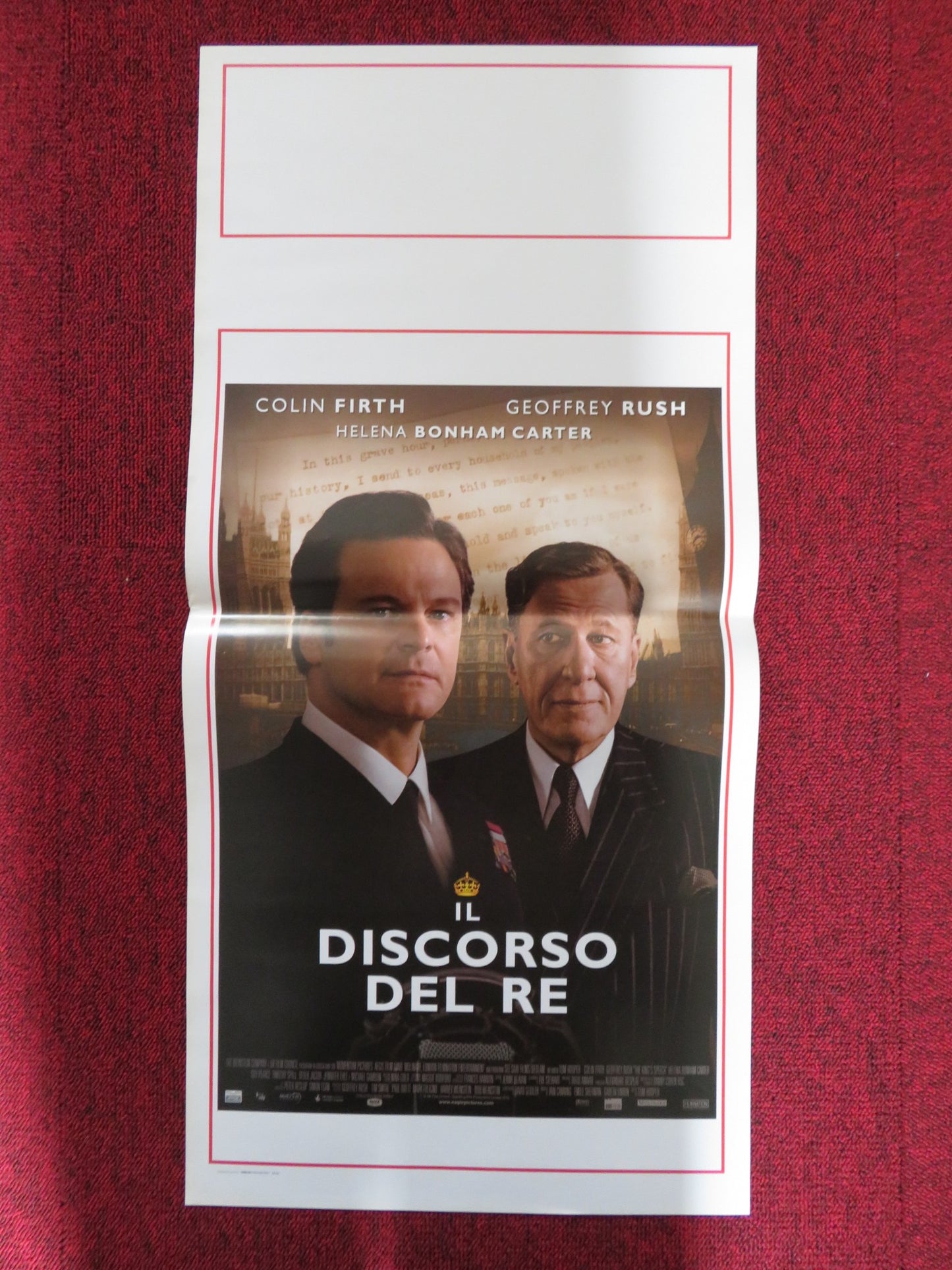 THE KING'S SPEECH ITALIAN LOCANDINA POSTER COLIN FIRTH GEOFFREY RUSH 2010