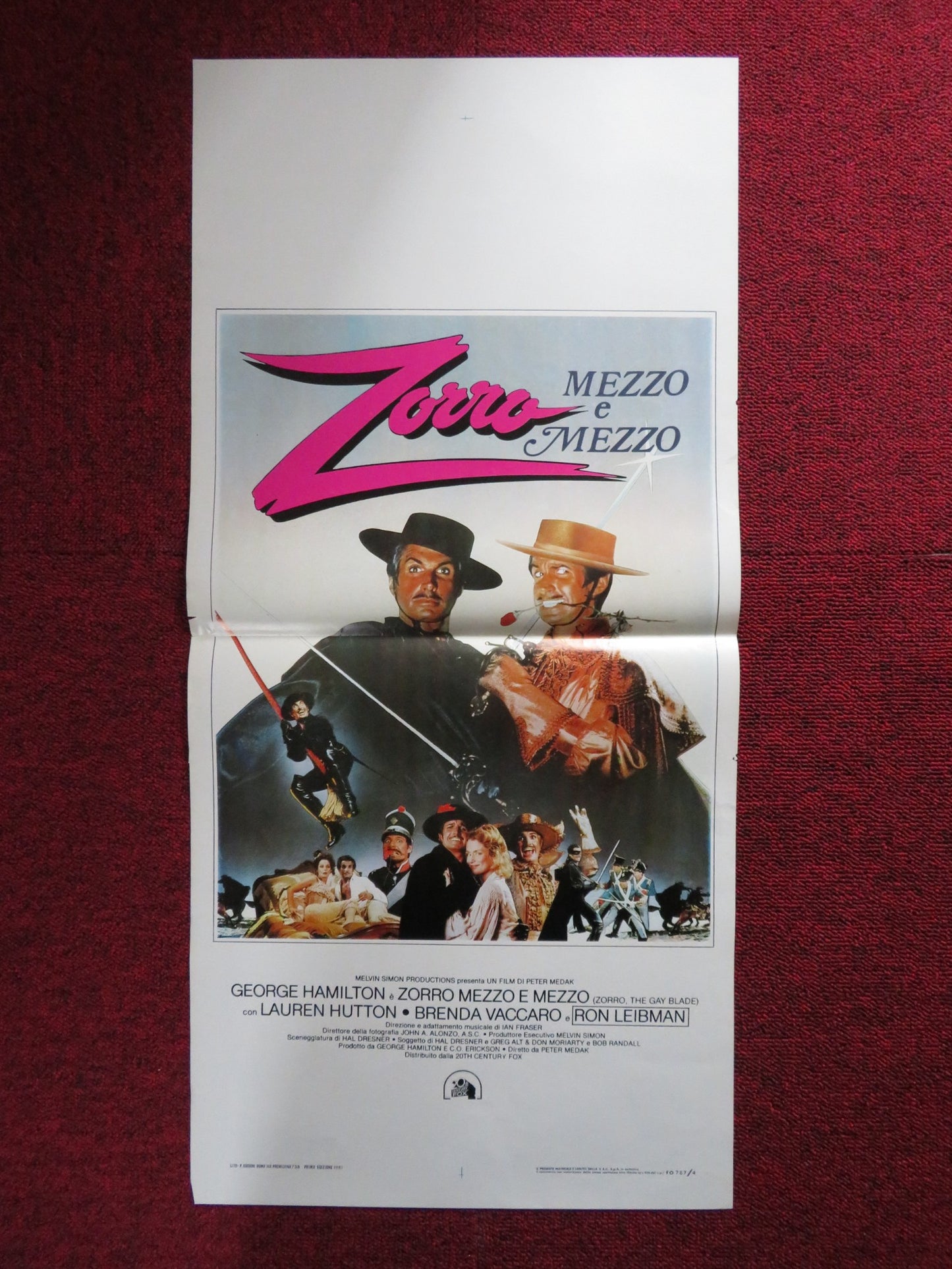 ZORRO: THE GAY BLADE  ITALIAN LOCANDINA POSTER GEORGE HAMILTON L. HUTTON 1981