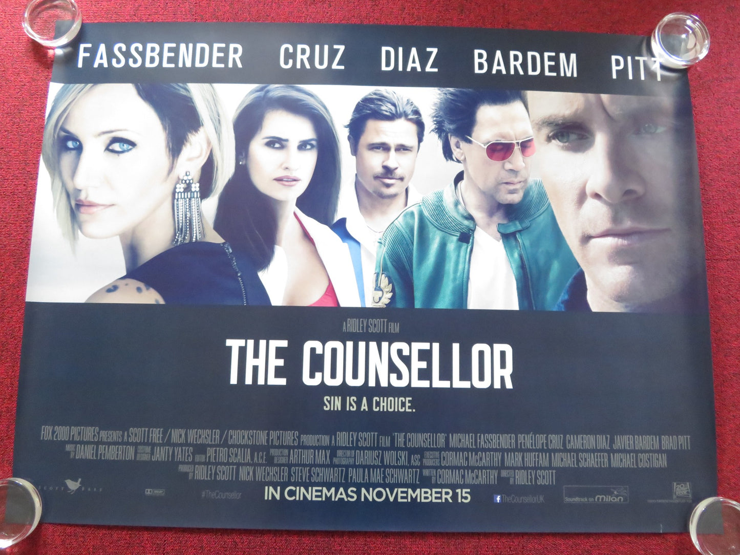 THE COUNSELLOR UK QUAD ROLLED POSTER RIDLEY SCOTT BRAD PITT CAMERON DIAZ 2013