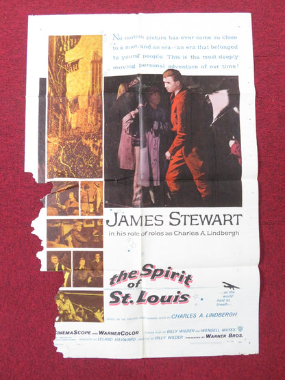 THE SPIRIT OF ST.LOUIS FOLDED US ONE SHEET POSTER JAMES STEWART 1957