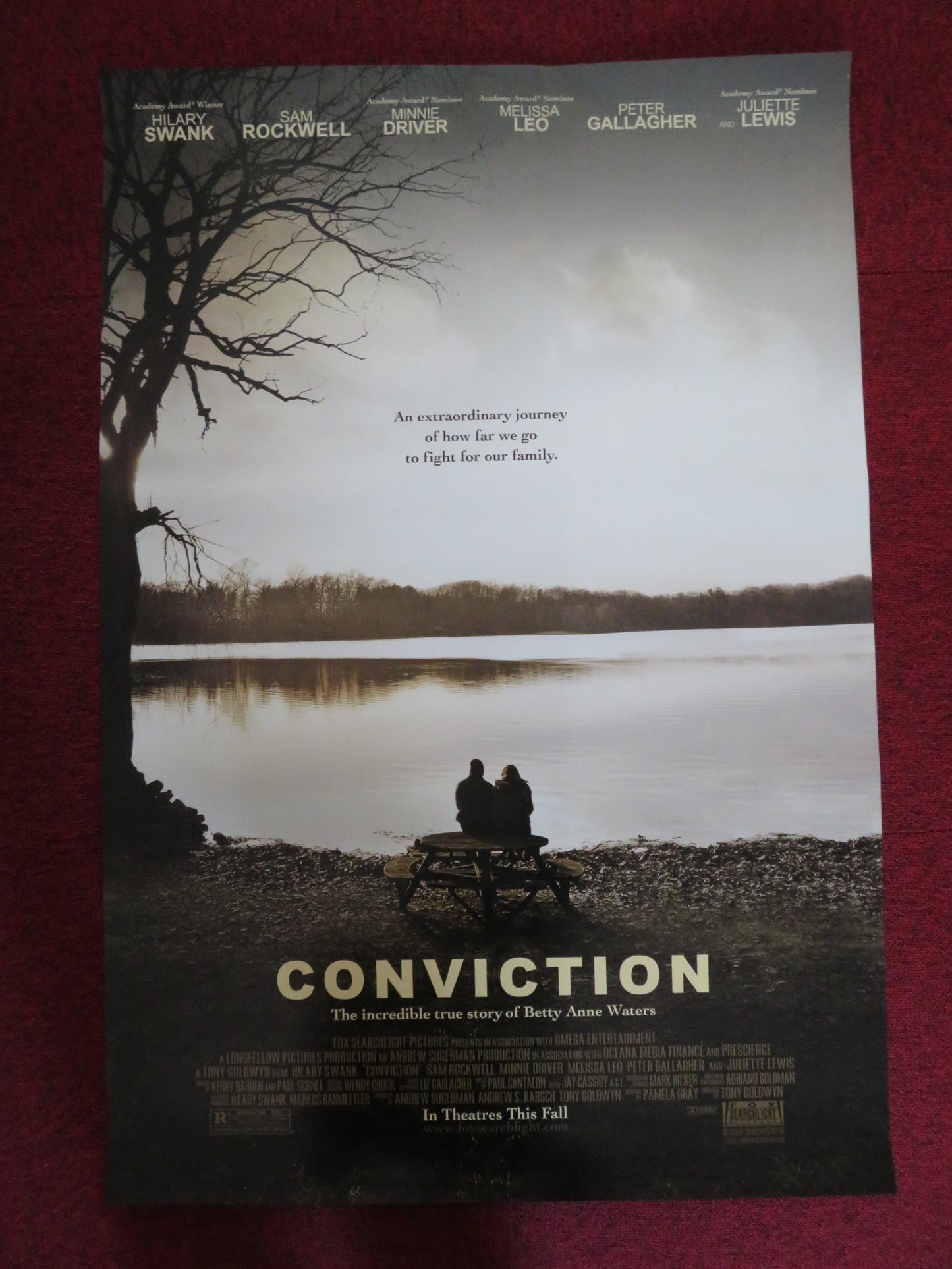 CONVICTION US ONE SHEET ROLLED POSTER HILARY SWANK SAM ROCKWELL 2010