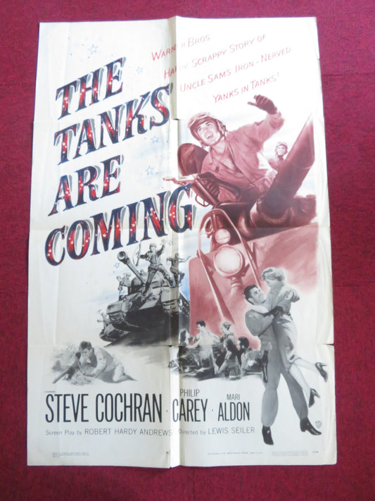 THE TANKS ARE COMING FOLDED US ONE SHEET POSTER STEVE COCHRAN PHILIP CAREY 1951