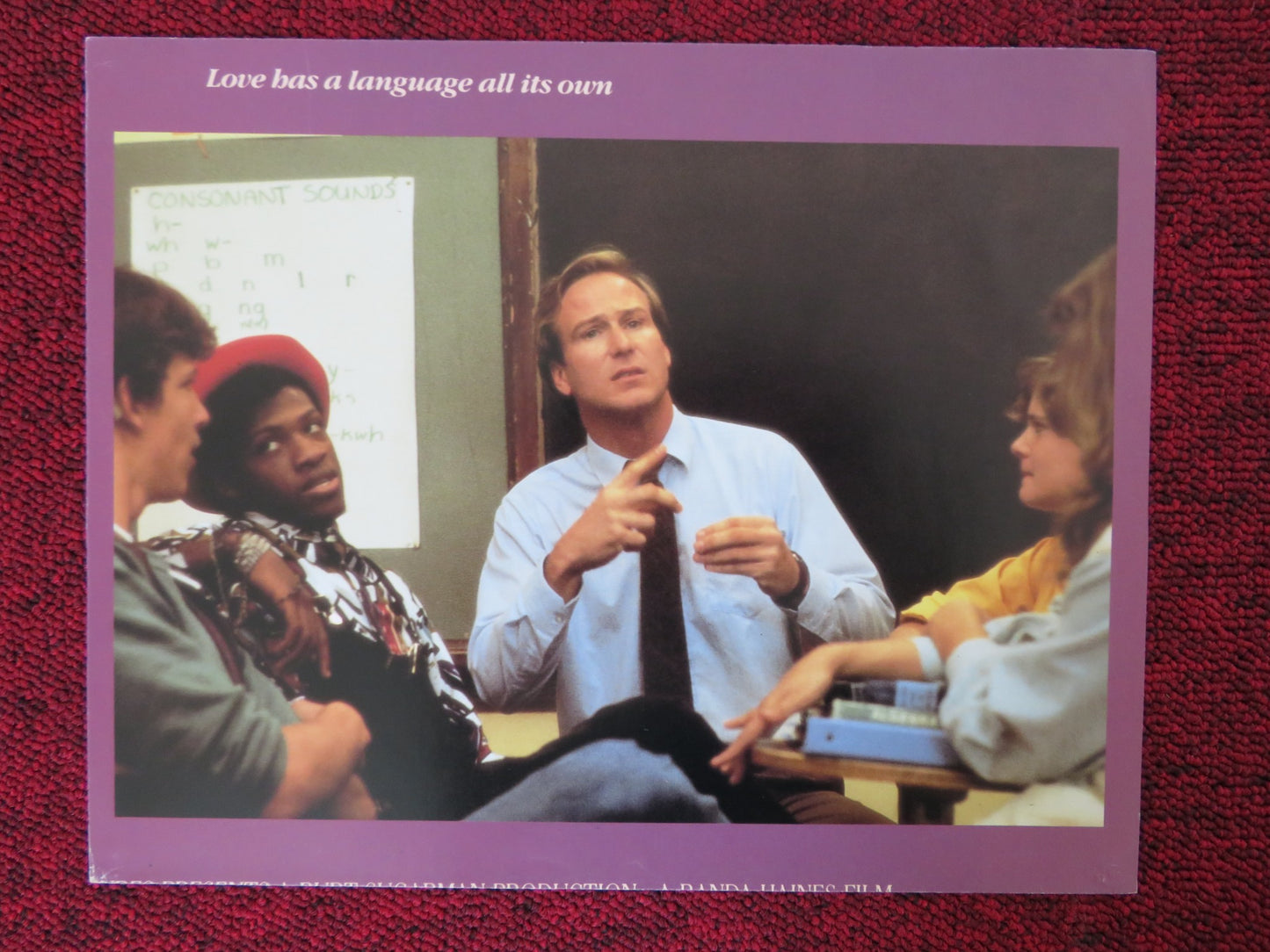 CHILDREN OF A LESSER GOD - D LOBBY CARD WILLIAM HURT MARLEE MATLIN 1986