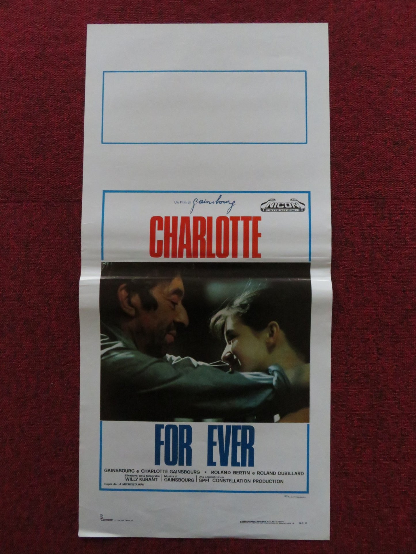 CHARLOTTE FOREVER  ITALIAN LOCANDINA POSTER CHARLOTTE GAINSBOURG 1986