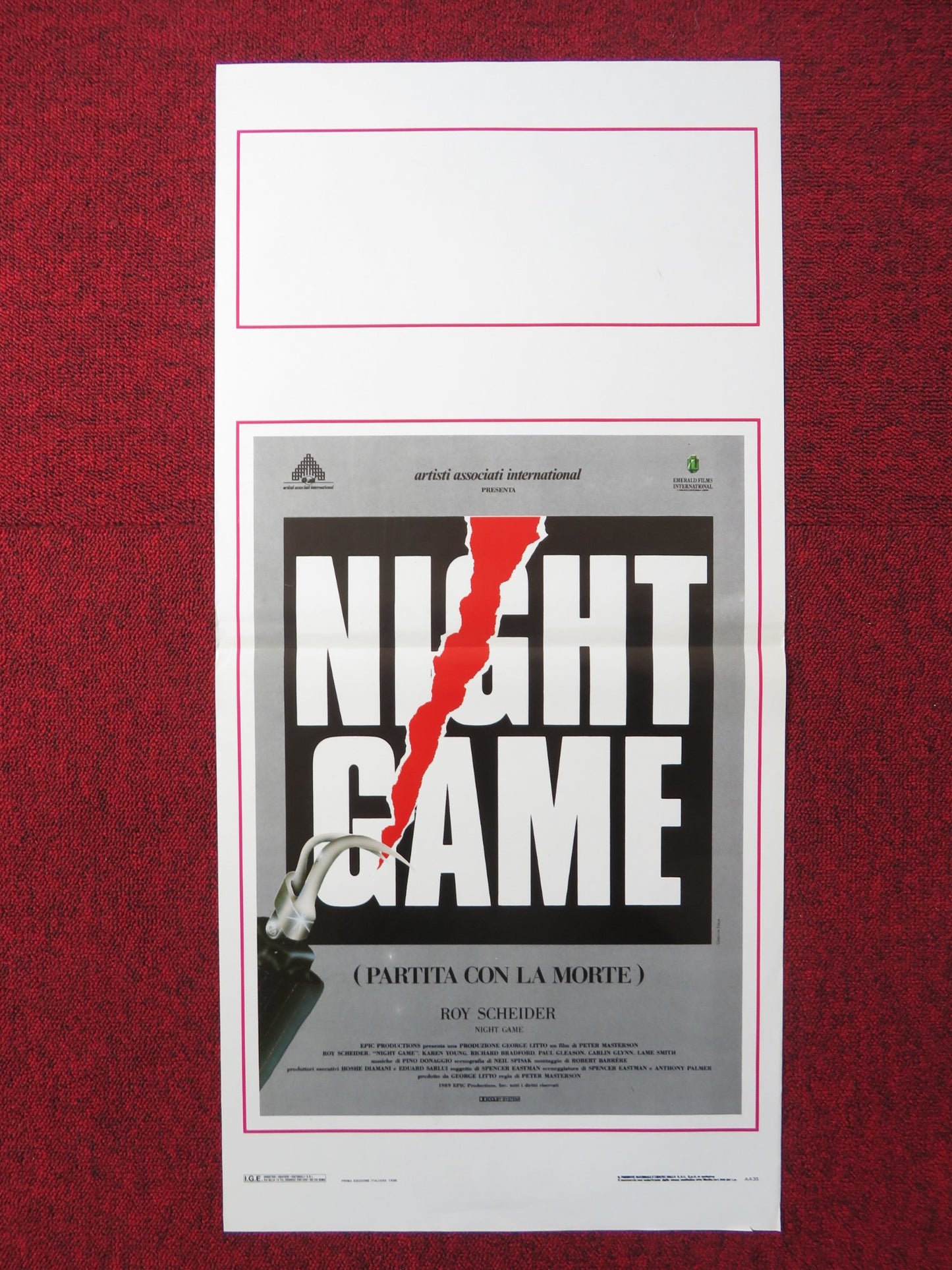 NIGHT GAME ITALIAN LOCANDINA POSTER ROY SCHEIDER KAREN YOUNG 1989