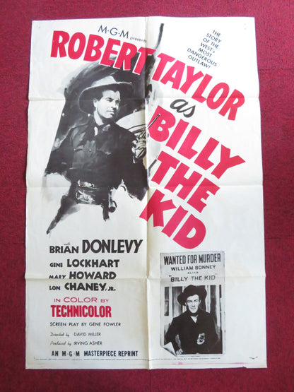 BILLY THE KID FOLDED US ONE SHEET POSTER ROBERT TAYLOR BRIAN DONLEVY R1955