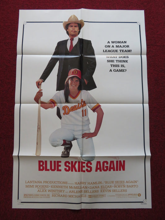 BLUE SKIES AGAIN FOLDED US ONE SHEET POSTER HARRY HAMLIN MIMI ROGERS 1983