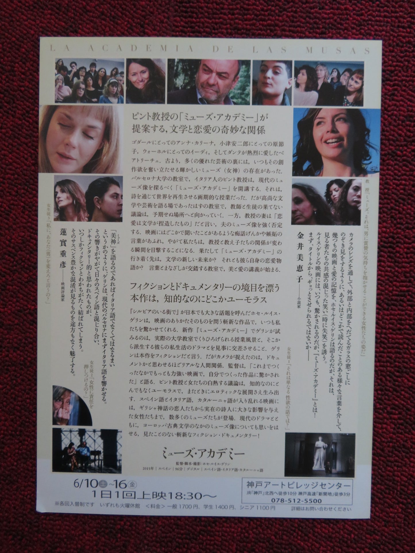 THE ACADEMY OF MUSES JAPANESE CHIRASHI (B5) POSTER JOSÉ LUIS GUERÍN 2015