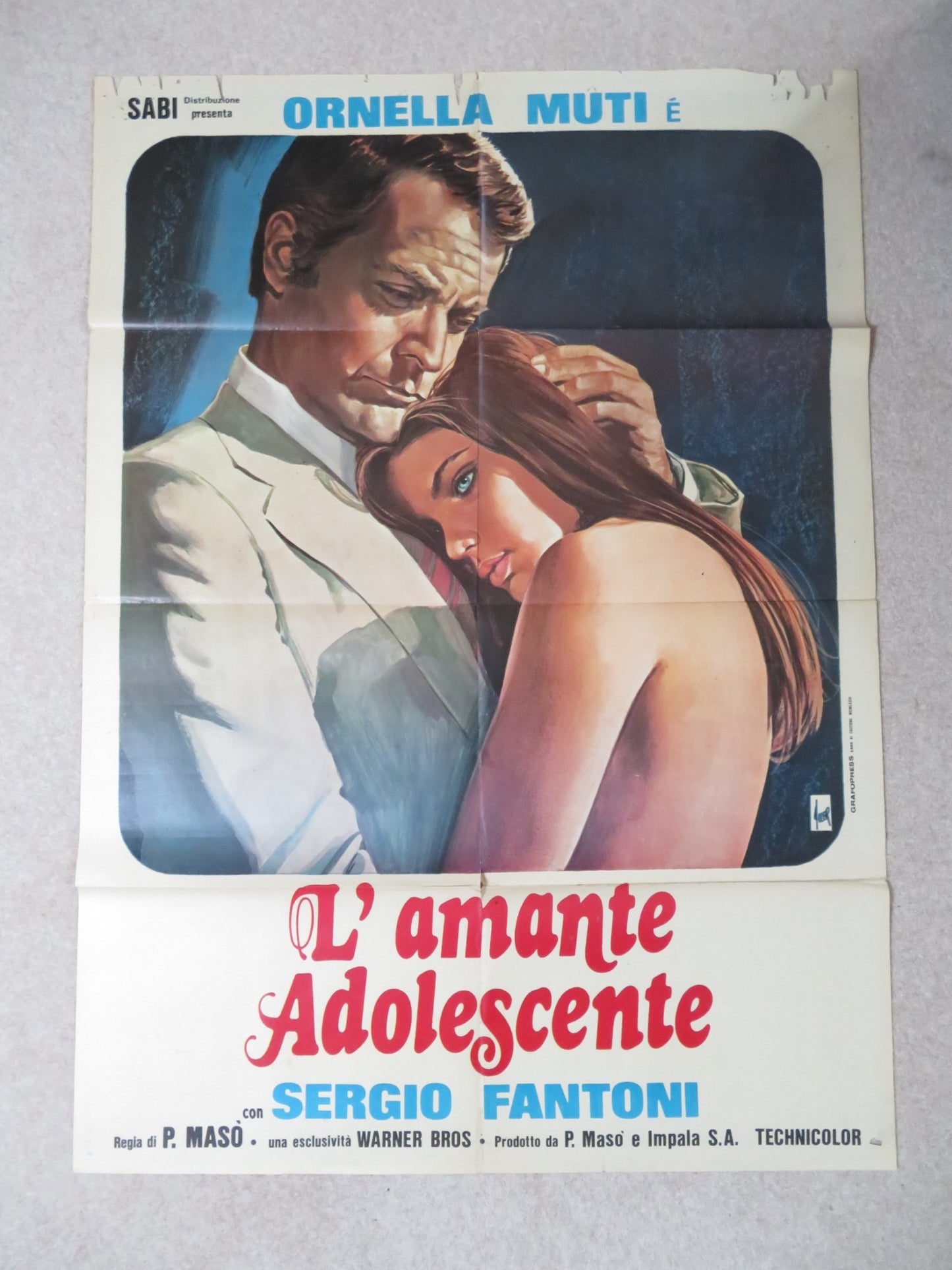 UNA CHICA Y UN SENOR ITALIAN 2 FOGLIO POSTER ORNELLA MUTI SERGIO FANTONI 1974