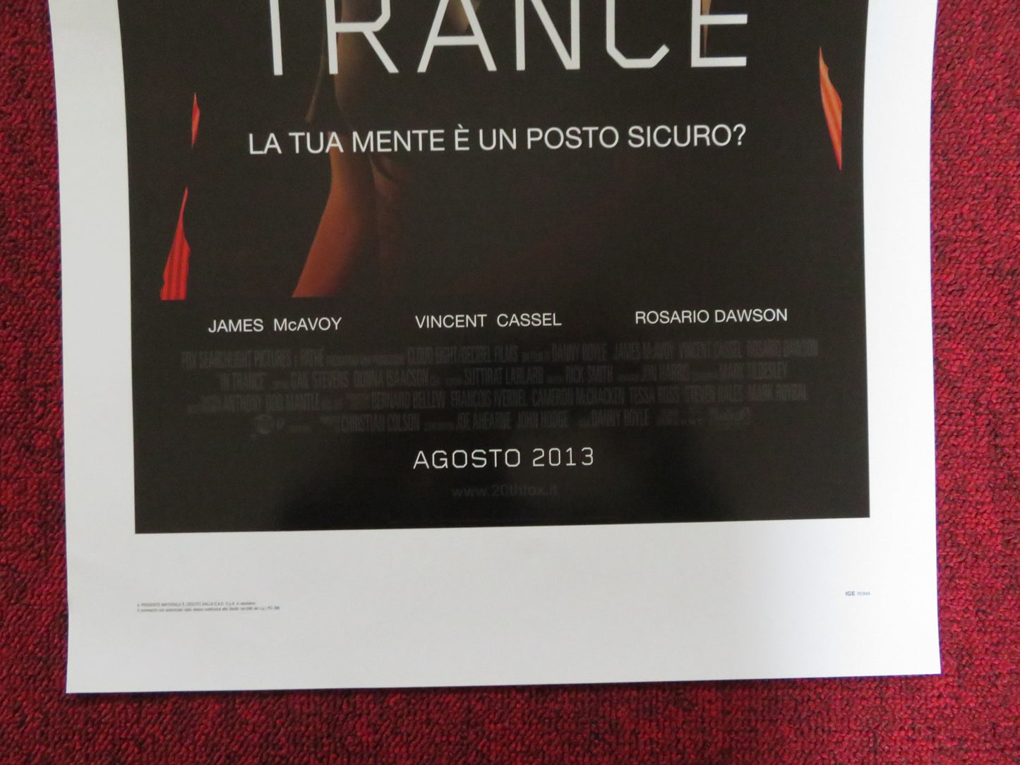 TRANCE ITALIAN LOCANDINA POSTER JAMES MCAVOY ROSARIO DAWSON 2013