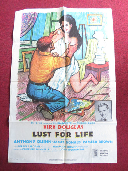 LUST FOR LIFE FOLDED US ONE SHEET POSTER KIRK DOUGLAS ANTHONY QUINN 1956