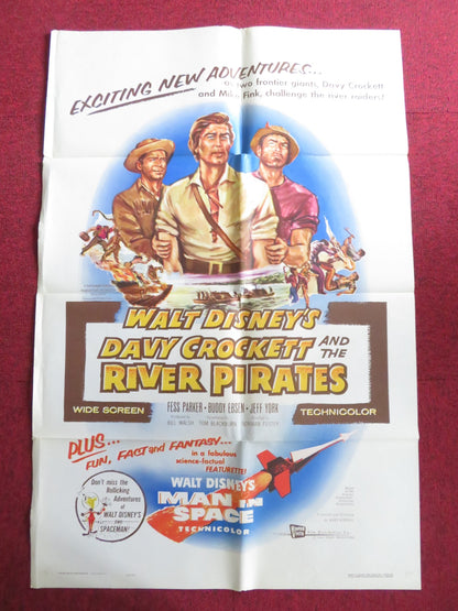 DAVY CROCKETT AND THE RIVER PIRATES FOLDED US ONE SHEET POSTER DISNEY 1956