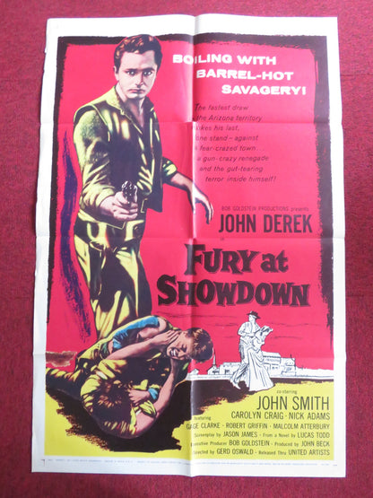 FURY AT SHOWDOWN FOLDED US ONE SHEET POSTER JOHN DEREK JOHN SMITH 1957