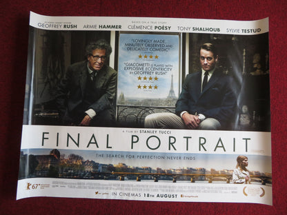 FINAL PORTRAIT UK QUAD (30"x 40") ROLLED POSTER GEOFFREY RUSH ARMIE HAMMER 2017