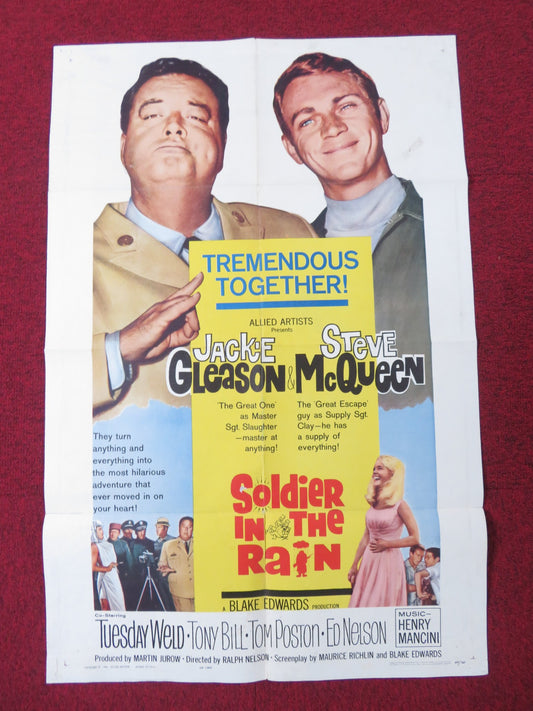 SOLDIER IN THE RAIN FOLDED US ONE SHEET POSTER JACKIE GLEASON STEVE MCQUEEN 1963