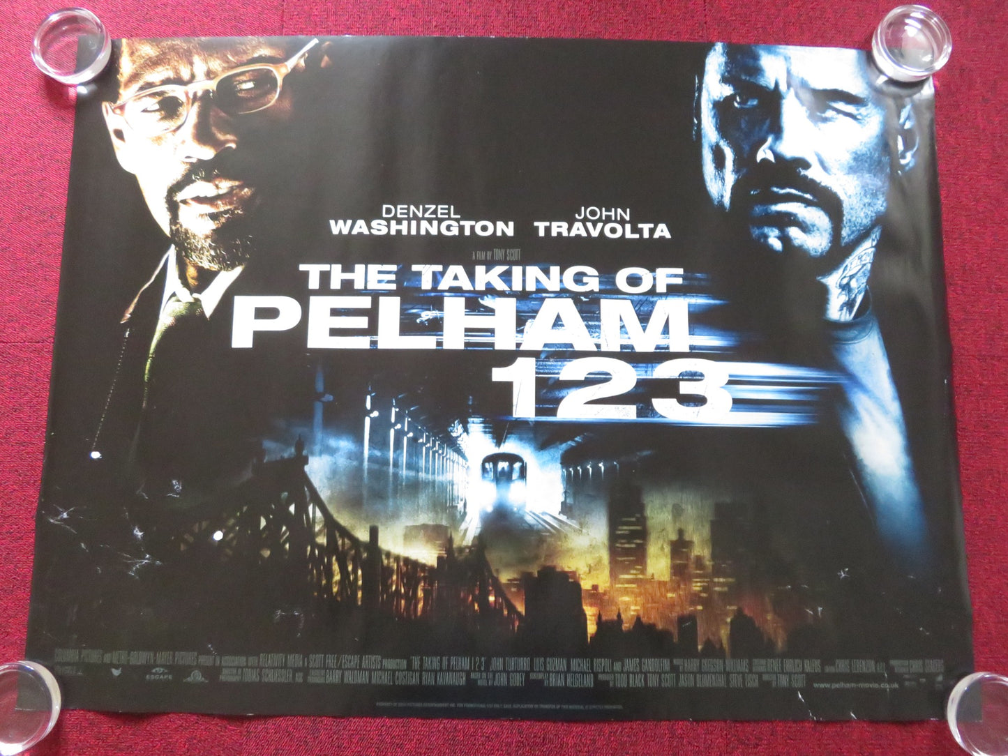 THE TAKING OF PELHAM 123 UK QUAD (30"x 40") ROLLED POSTER DENZEL WASHINGTON 2009