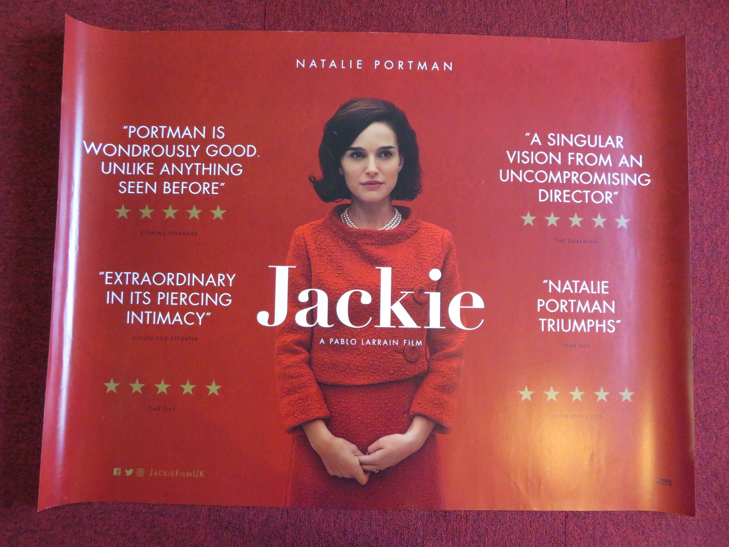 JACKIE UK QUAD (30"x 40") ROLLED POSTER NATALIE PORTMAN PETER SARSGAARD 2016