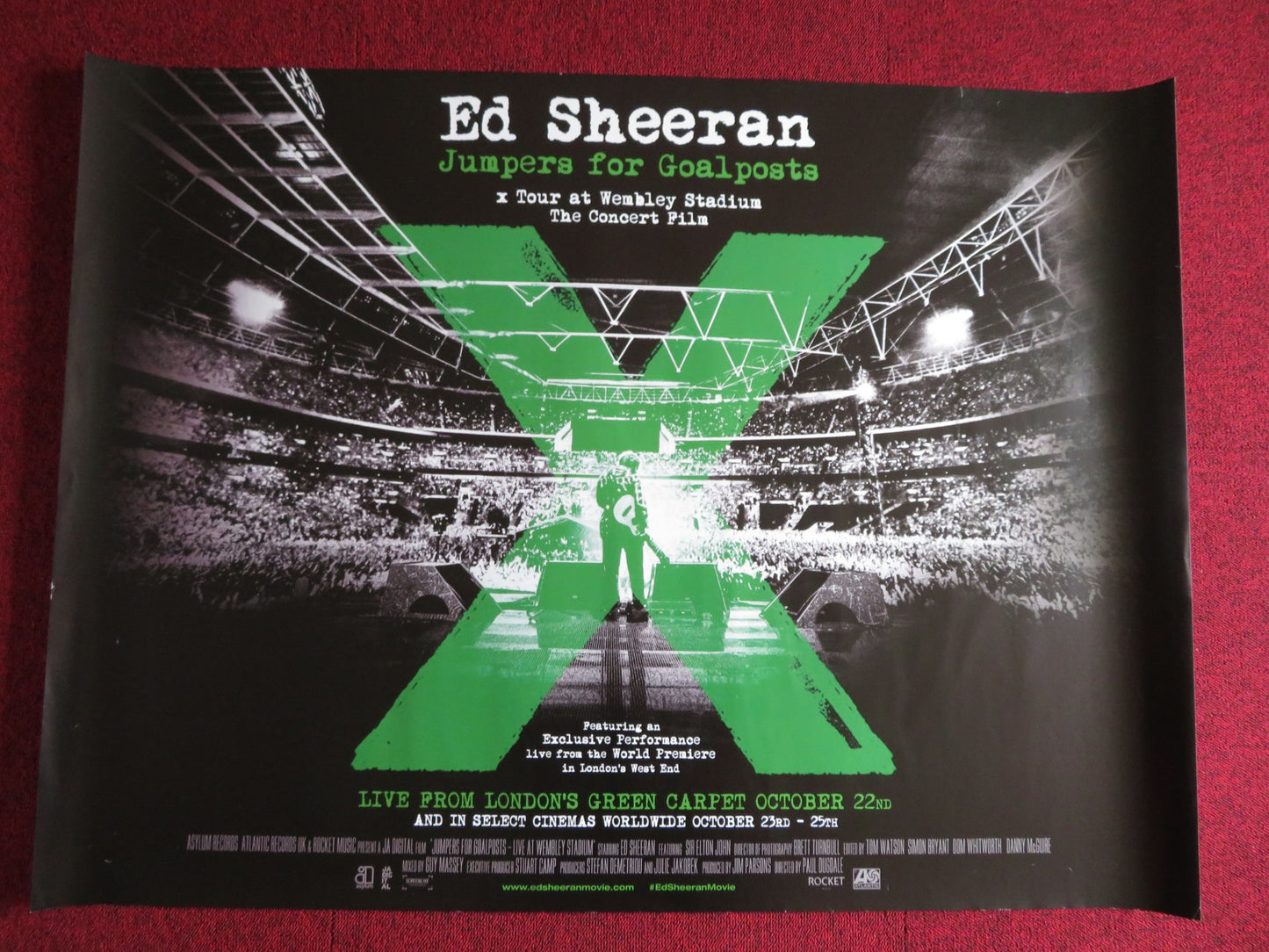 ED SHEERAN: JUMPERS FOR GOALPOSTS UK QUAD (30"x 40") ROLLED POSTER 2015