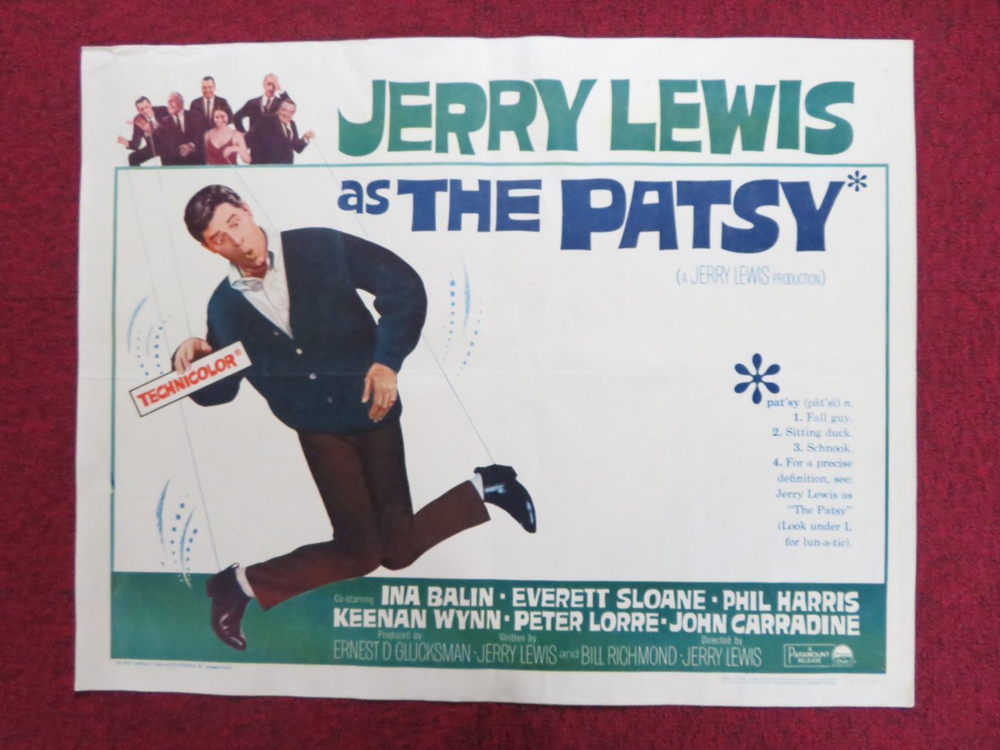 THE PATSY US HALF SHEET (22"x 28") POSTER JERRY LEWIS INA BALIN 1964