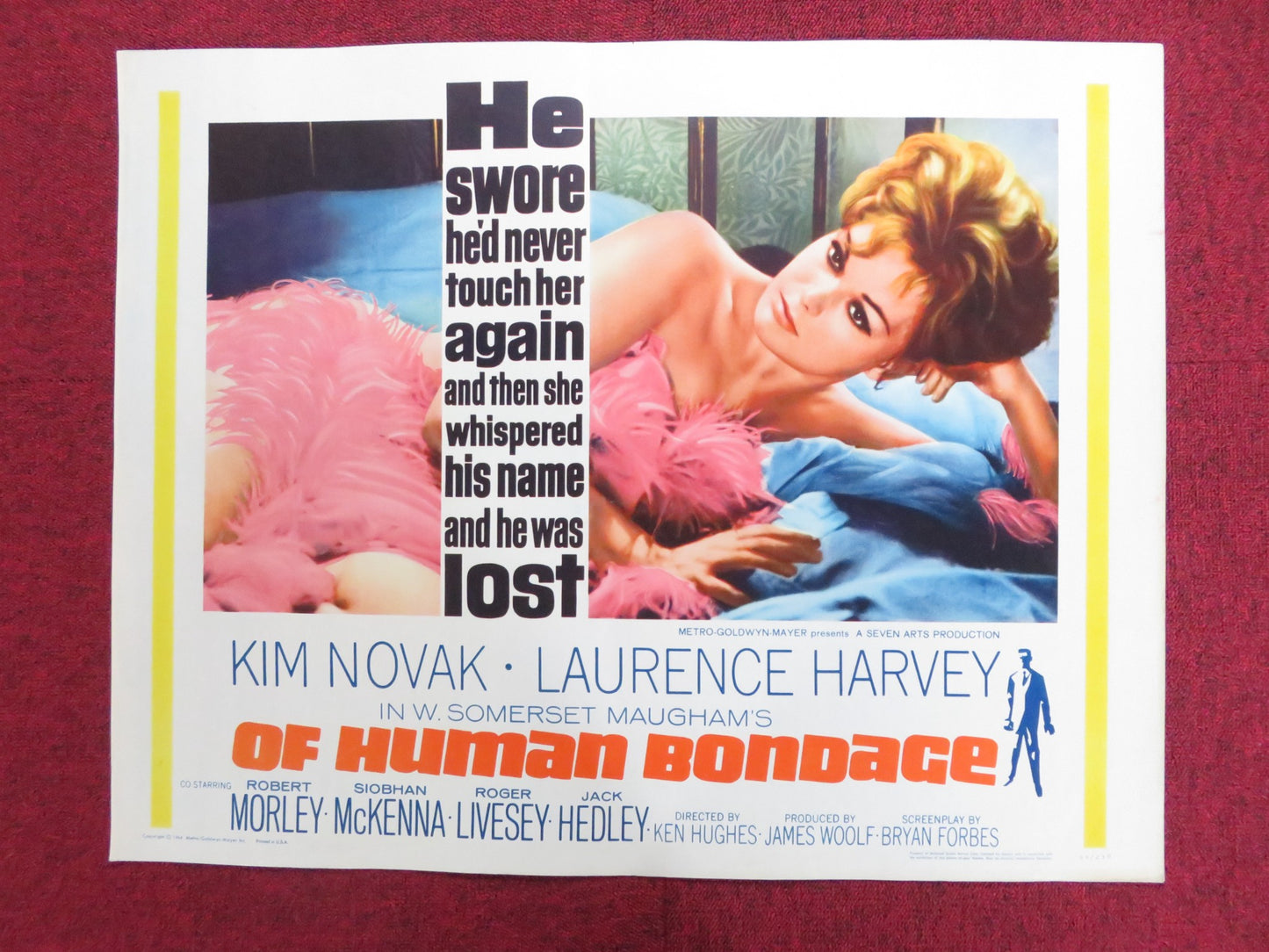 OF HUMAN BONDAGE US HALF SHEET (22"x 28") POSTER KIM NOVAK LAURENCE HARVEY 1964