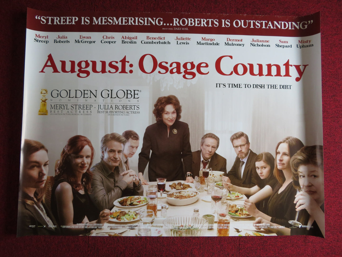 AUGUST: OSAGE COUNTRY UK QUAD (30"x 40") ROLLED POSTER MERYL STREEP 2013