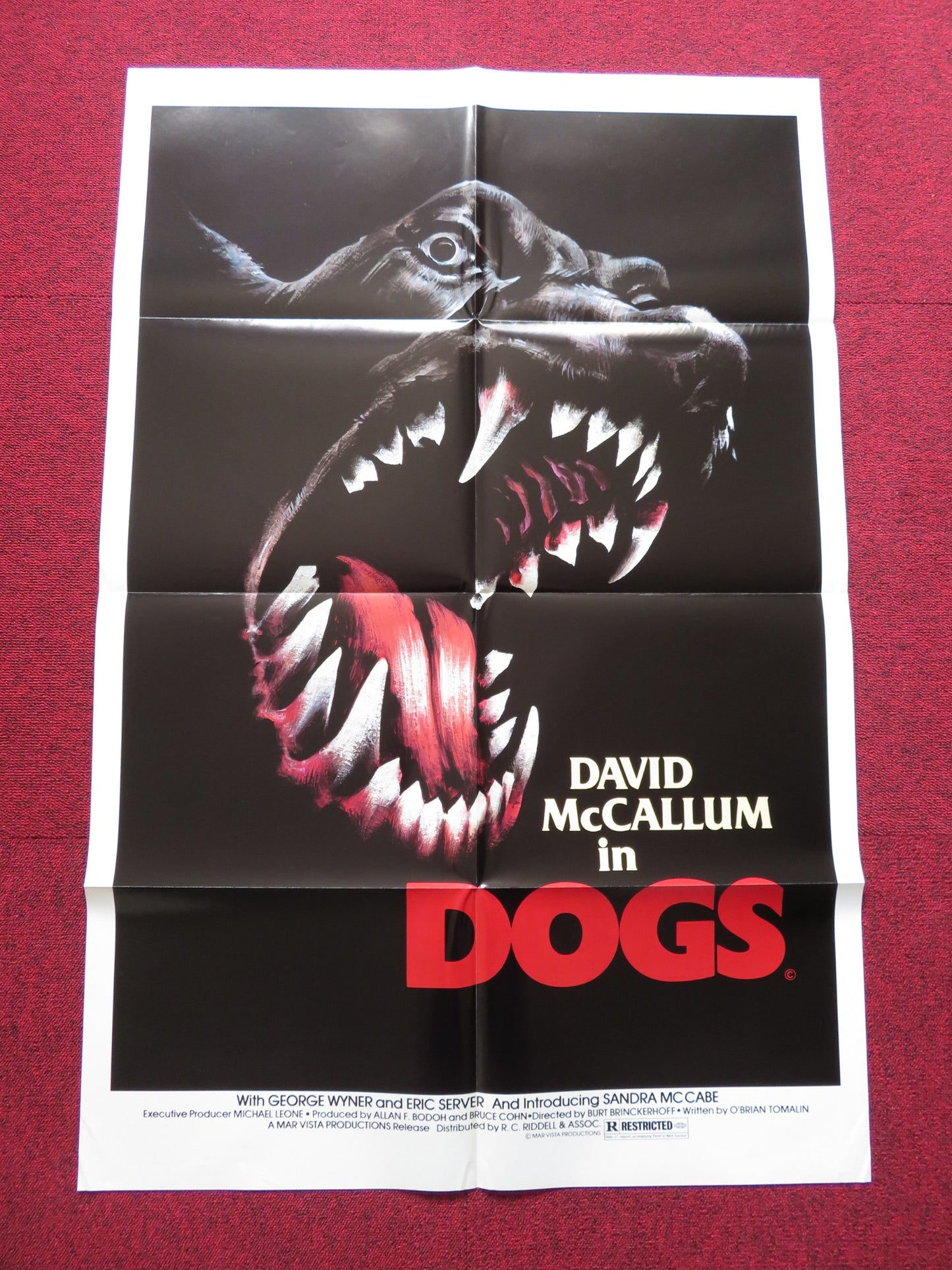 DOGS FOLDED US ONE SHEET POSTER DAVID MCCALLUM SANDRA MCCABE 1977