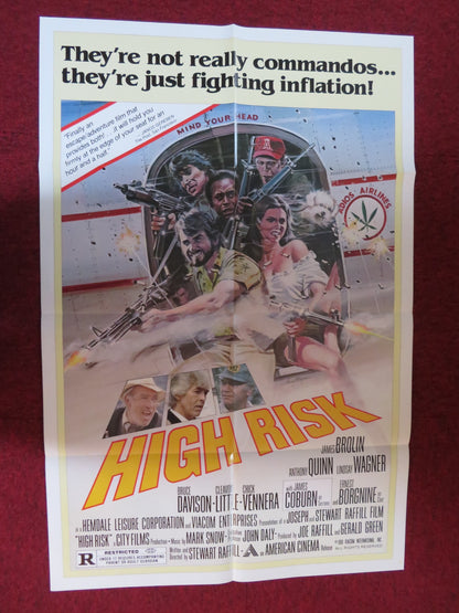 HIGH RISK FOLDED US ONE SHEET POSTER JAMES BROLIN ANTHONY QUINN 1981