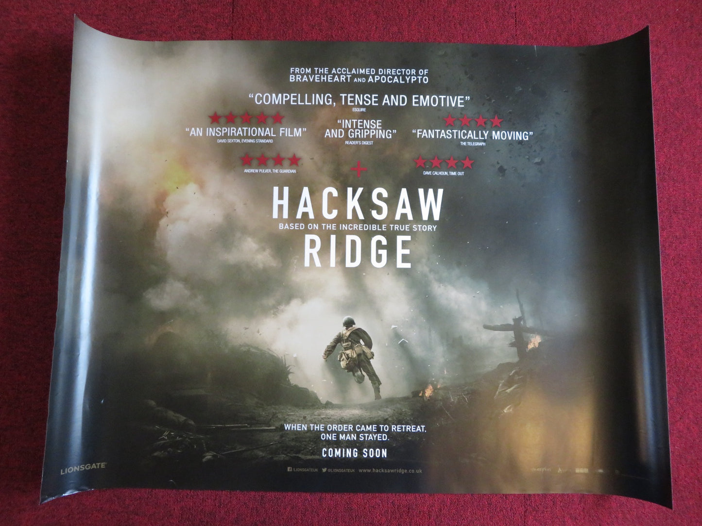 HACKSAW RIDGE UK QUAD (30"x 40") ROLLED POSTER ANDREW GARFIELD HUGO WEAVING 2016