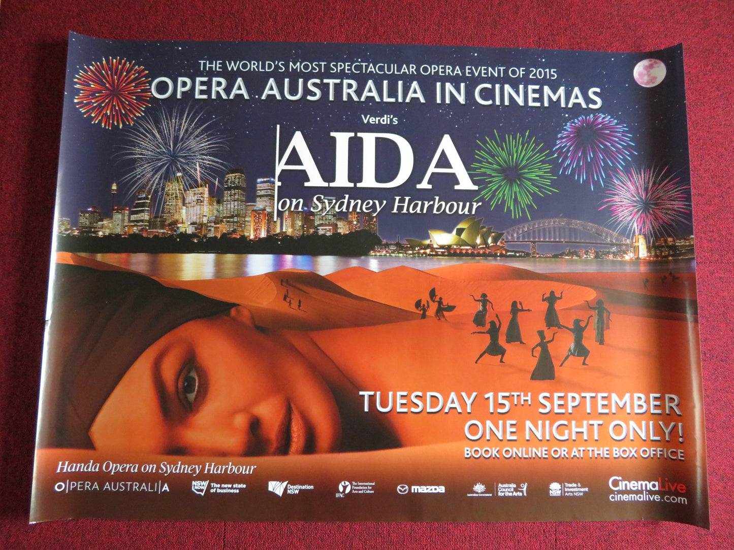 OPERA AUSTRALIA: AIDA UK QUAD (30"x 40") ROLLED POSTER BRIAN CASTLES-ONION 2015