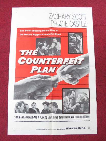 THE COUNTERFEIT PLAN FOLDED US ONE SHEET POSTER ZACHARY SCOTT PEGGIE CASTLE 1957