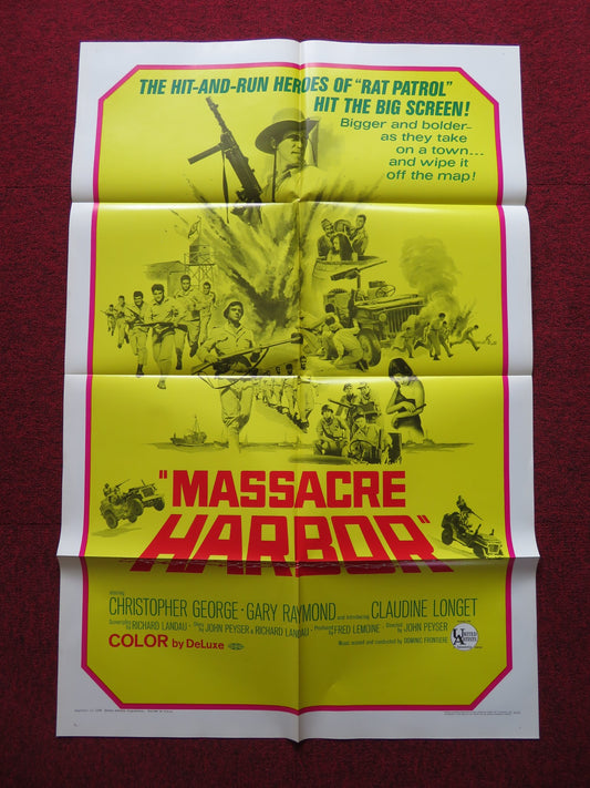 MASSACRE HARBOR FOLDED US ONE SHEET POSTER CHRISTOPHER GEORGE GARY RAYMOND 1968