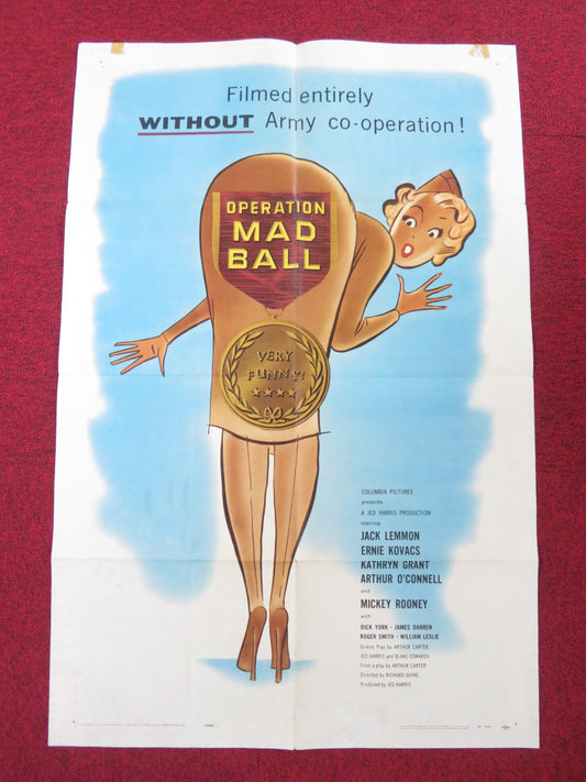 OPERATION MAD BALL FOLDED US ONE SHEET POSTER JACK LEMMON ERNIE KOVACS 1957