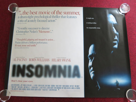 INSOMNIA UK QUAD (30"x 40") ROLLED POSTER AL PACINO ROBIN WILLIAMS 2002