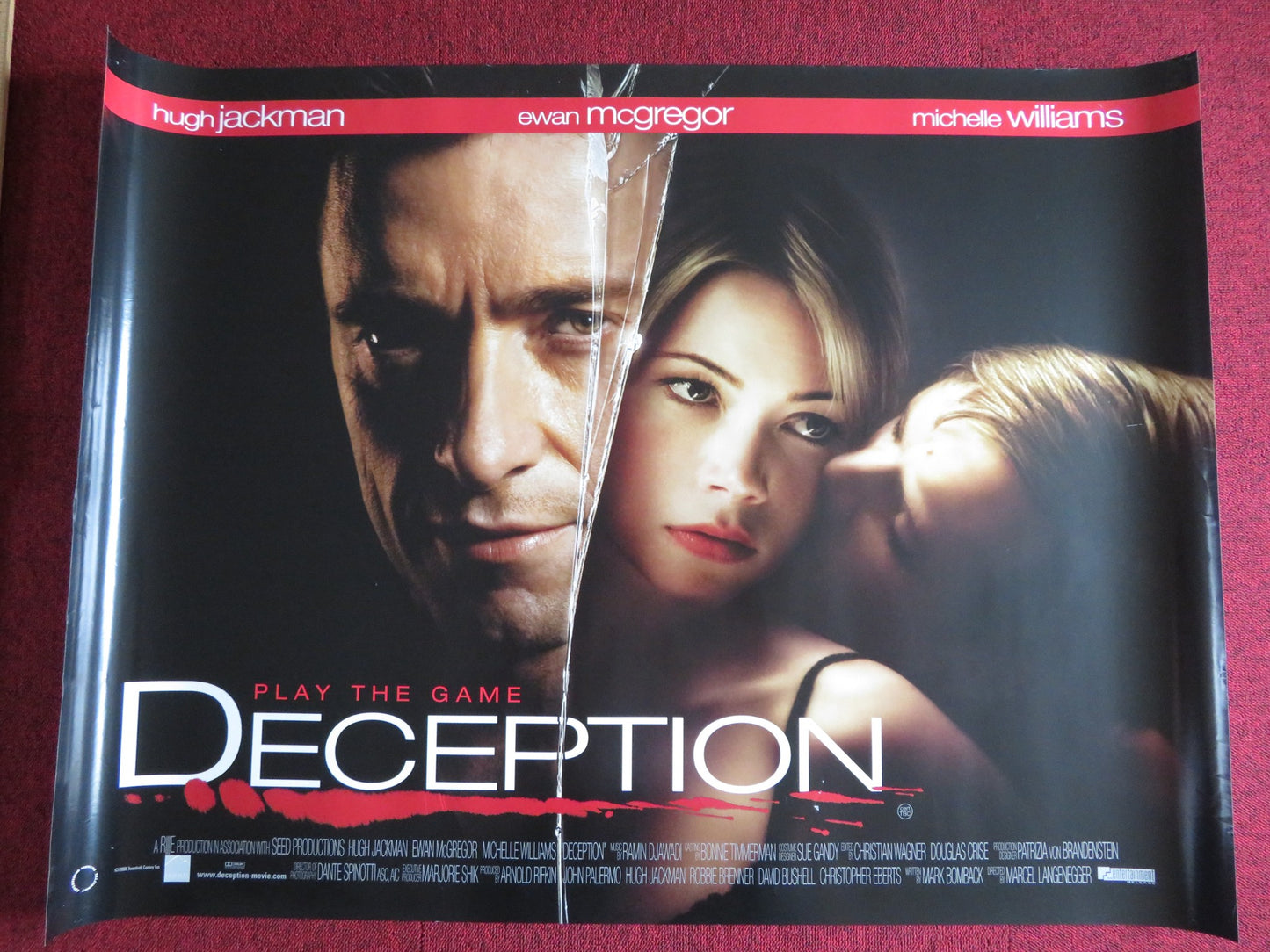 DECEPTION UK QUAD (30"x 40") ROLLED POSTER EWAN MCGREGOR H JACKMAN 2008