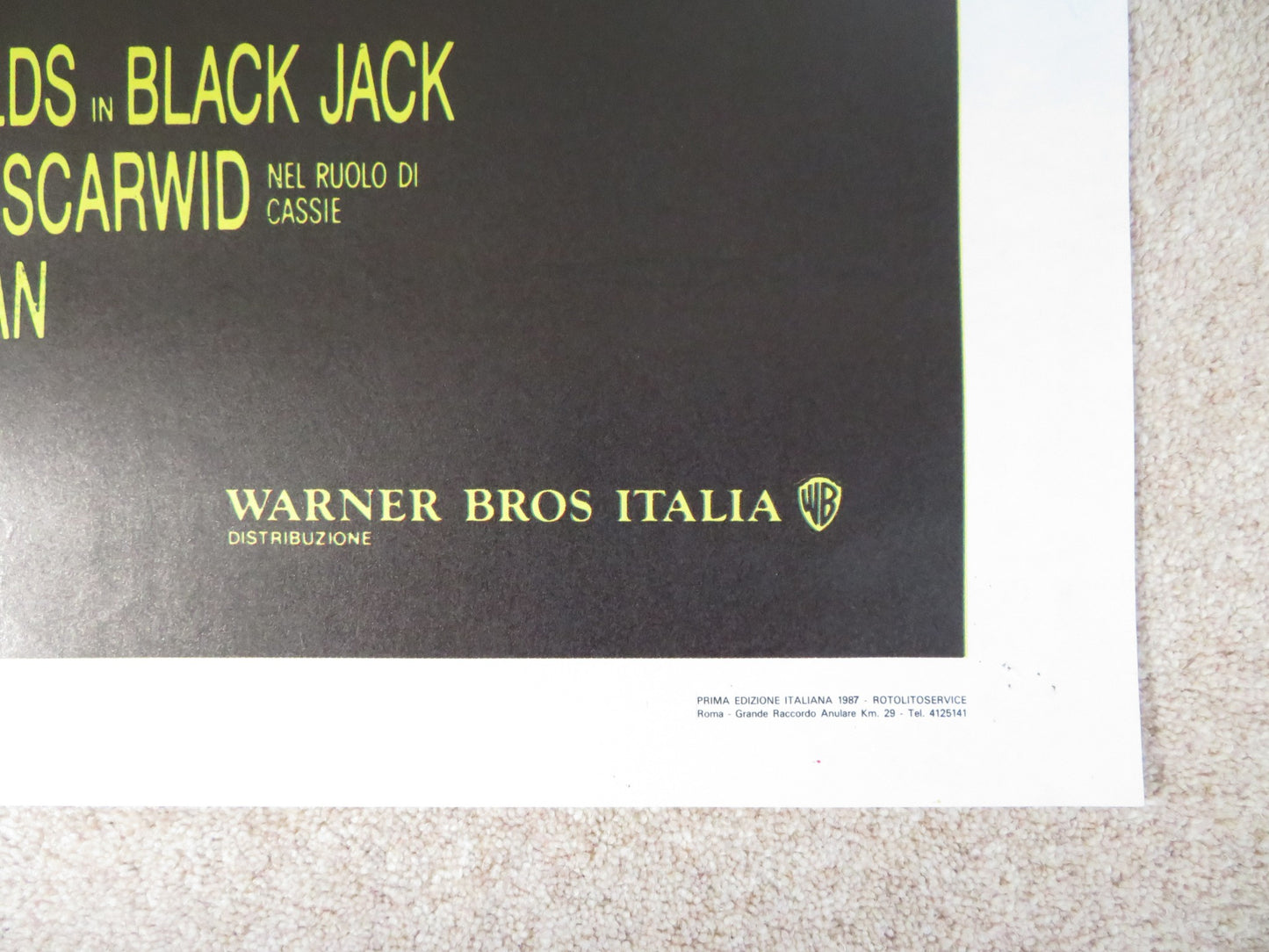 BLACK JACK ITALIAN 2 FOGLIO POSTER CANNON BURT REYNOLDS 1986