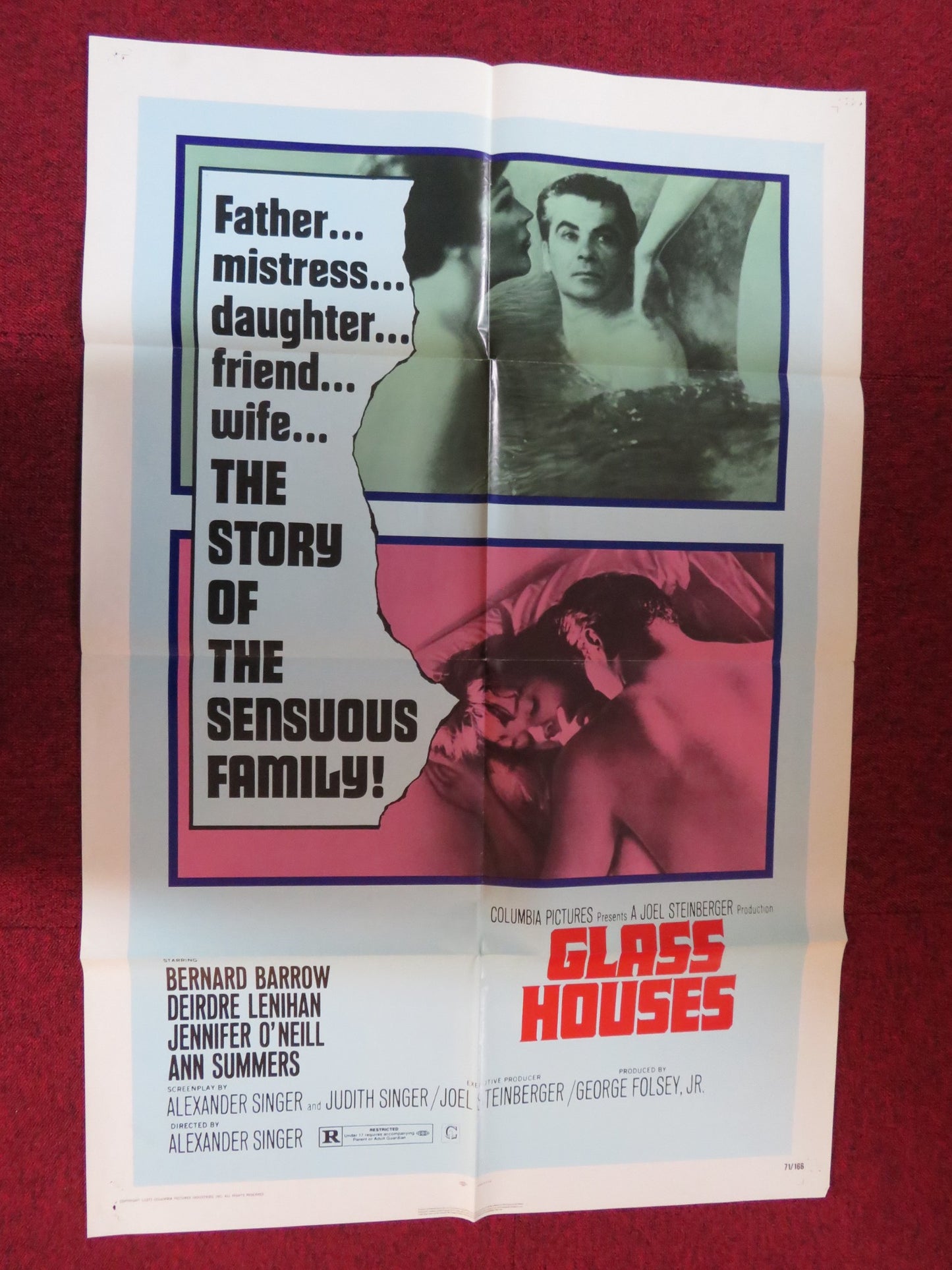 GLASS HOUSES FOLDED US ONE SHEET POSTER BERNARD BARROW DEIRDRE LENIHAN 1971