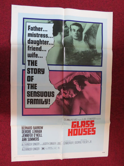 GLASS HOUSES FOLDED US ONE SHEET POSTER BERNARD BARROW DEIRDRE LENIHAN 1971