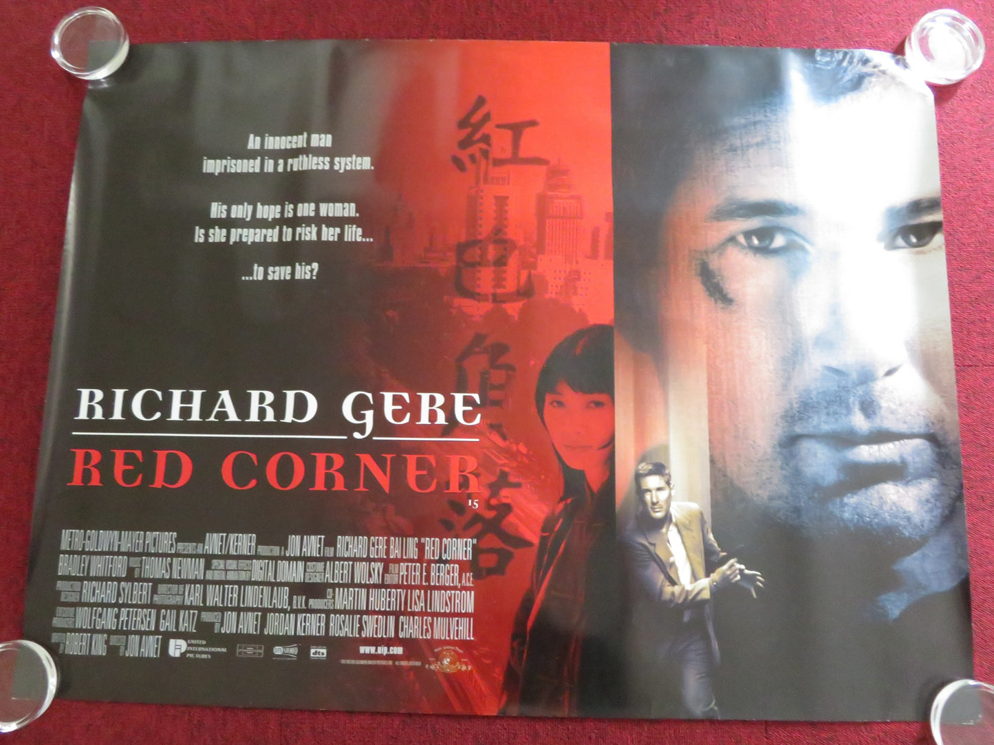 RED CORNER UK QUAD (30"x 40") ROLLED POSTER RICHARD GERE BAI LING 1997