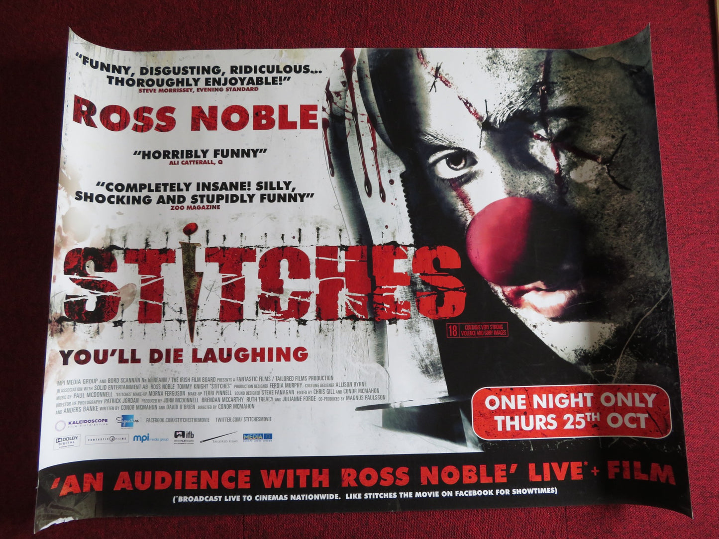 STITCHES - LIVE  SCREENING GRIMMFEST UK QUAD (30"x 40") ROLLED POSTER NOBLE 2012