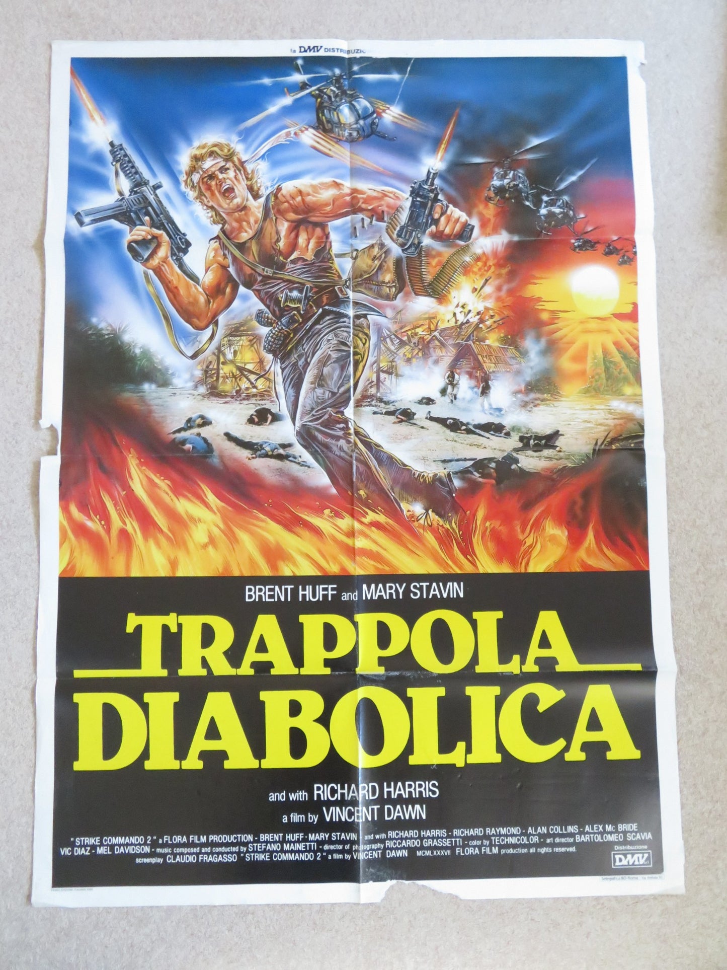 STRIKE COMMANDO 2 ITALIAN 2 FOGLIO POSTER BRENT HUFF MARY STAVIN 1988