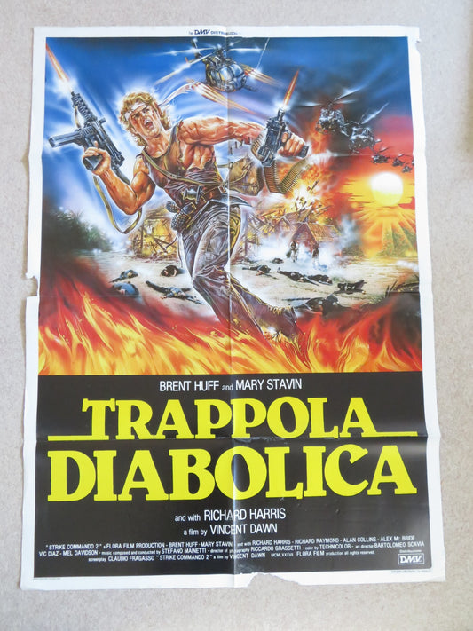 STRIKE COMMANDO 2 ITALIAN 2 FOGLIO POSTER BRENT HUFF MARY STAVIN 1988