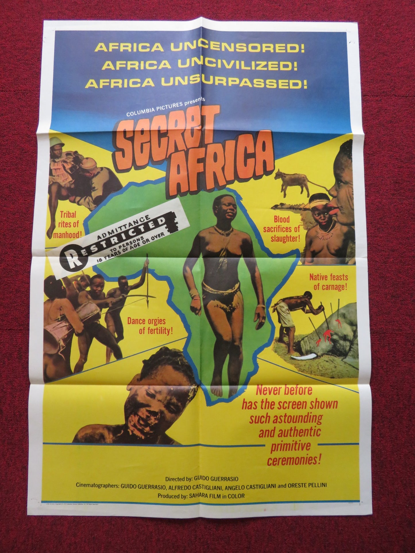 SECRET AFRICA FOLDED US ONE SHEET POSTER RICCARDO CUCCIOLLA GUIDO GUERRASIO 1972