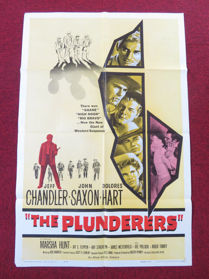 THE PLUNDERERS FOLDED US ONE SHEET POSTER JEFF CHANDLER JOHN SAXON 1960