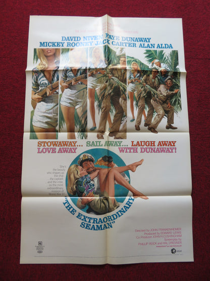 THE EXTRAORDINARY SEAMAN FOLDED US ONE SHEET POSTER DAVID NIVEN FAYE DUNAWAY '69