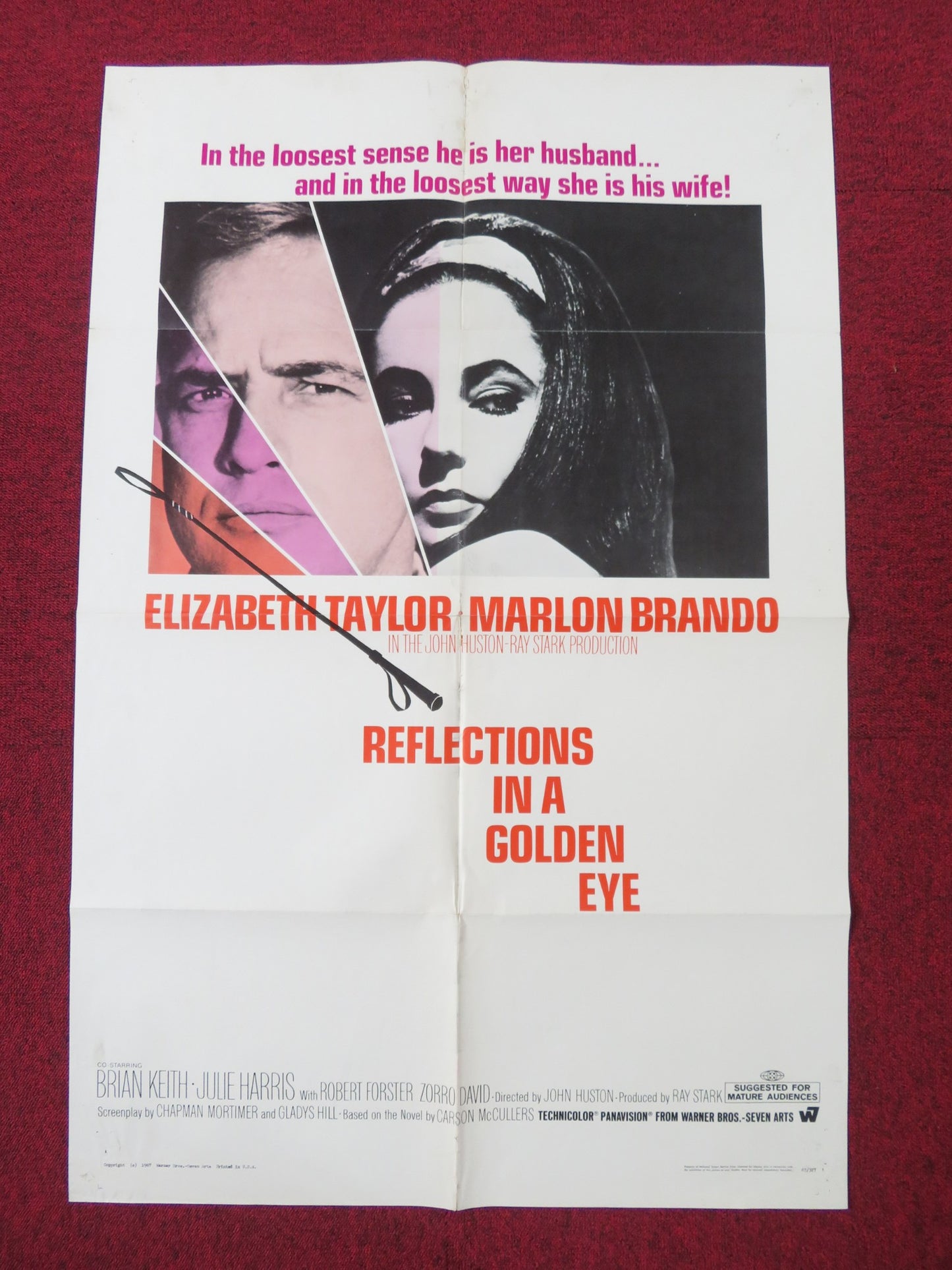 REFLECTIONS IN A GOLDEN EYE FOLDED US ONE SHEET POSTER ELIZABETH TAYLOR 1967