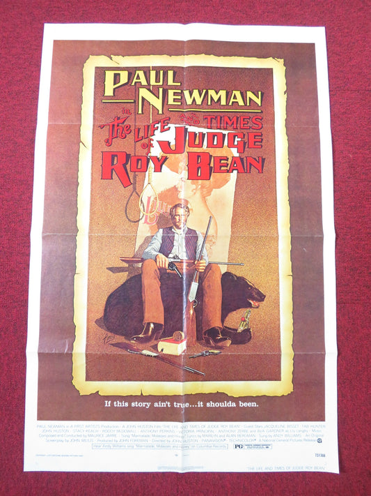 THE LIFE AND TIMES OF JUDGE ROY BEAN FOLDED US ONE SHEET POSTER PAUL NEWMAN 1972