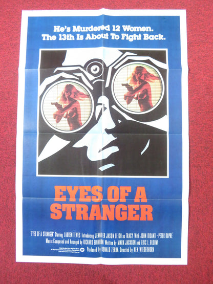 EYES OF A STRANGER FOLDED US ONE SHEET POSTER JENNIFER JASON LEIGH L. TEWES 1981