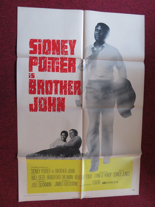 BROTHER JOHN FOLDED US ONE SHEET POSTER SIDNEY POITIER WILL GEER 1971